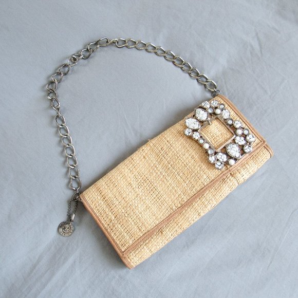 Leatherock Handbags - LEATHEROCK Chicest Chain Strap Woven Raffia Satchel Bag ~ Orig retail $245~